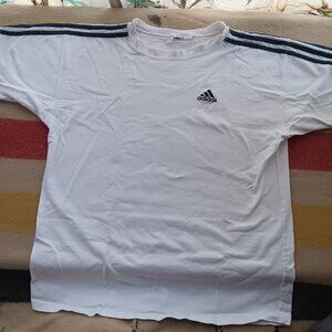 Vintage Adidas T-shirt 9's White Black Stripes Logo Crewneck Short Sleeve
